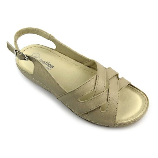 Skórzane sandały damskie - HELIOS Komfort 134, ecru Helios Komfort 37 ulubioneobuwie