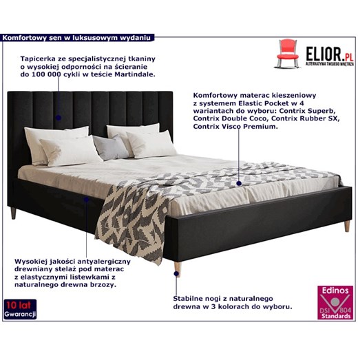 Tapicerowane łóżko z zagłówkiem 160x200 Diuna - 36 kolorów Elior One Size Edinos.pl