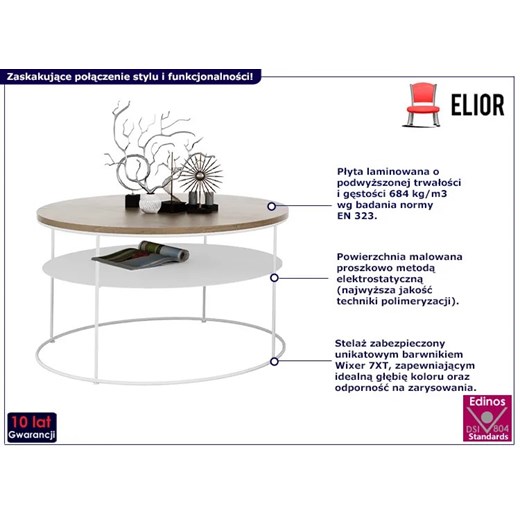 Okrągły stolik kawowy z stylu skandynawskim dąb lancelot - Karolis 5X Elior One Size Edinos.pl