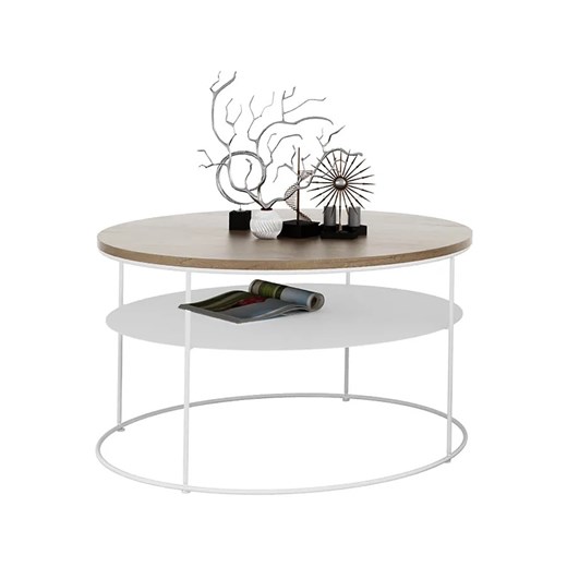 Okrągły stolik kawowy z stylu skandynawskim dąb lancelot - Karolis 5X ze sklepu Edinos.pl w kategorii Stoliki kawowe - zdjęcie 173333561