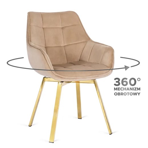 Beżowe obrotowe krzesło fotelowe pikowane - Daco Elior One Size okazyjna cena Edinos.pl