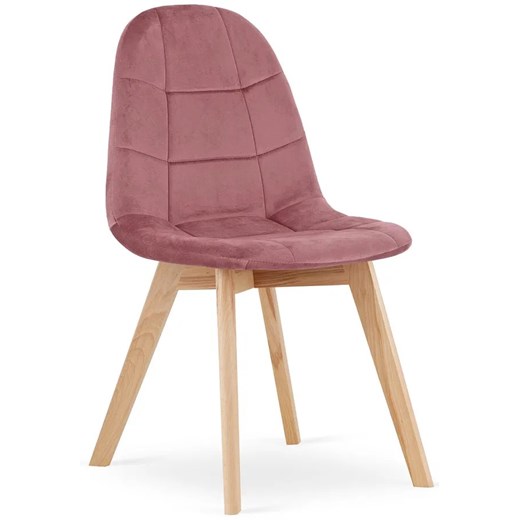 Ciemnoróżowe krzesło drewniane tapicerowane welurem - Kiraz 3X ze sklepu Edinos.pl w kategorii Krzesła - zdjęcie 173333980
