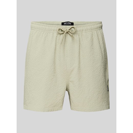 Spodenki kąpielowe o kroju regular fit z fakturowanym wzorem model ‘TED LIFE’ ze sklepu Peek&Cloppenburg  w kategorii Kąpielówki - zdjęcie 173334653