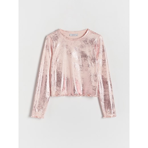 Reserved - Koszulka z metalicznym efektem - pastelowy róż ze sklepu Reserved w kategorii Bluzki dziewczęce - zdjęcie 173335602
