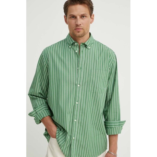 Les Deux koszula bawełniana męska kolor zielony regular z kołnierzykiem klasycznym LDM410184 ze sklepu ANSWEAR.com w kategorii Koszule męskie - zdjęcie 173336834