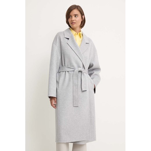 Calvin Klein płaszcz wełniany kolor szary przejściowy oversize K20K207089 ze sklepu ANSWEAR.com w kategorii Płaszcze damskie - zdjęcie 173336850