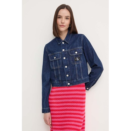 Calvin Klein Jeans kurtka jeansowa damska kolor niebieski przejściowa J20J223670 ze sklepu ANSWEAR.com w kategorii Kurtki damskie - zdjęcie 173336870