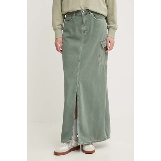 Pepe Jeans spódnica jeansowa MAXI SKIRT HW CLR kolor zielony maxi rozkloszowana PL901143 ze sklepu ANSWEAR.com w kategorii Spódnice - zdjęcie 173336972