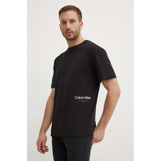 Calvin Klein t-shirt bawełniany męski kolor czarny z nadrukiem K10K113102 ze sklepu ANSWEAR.com w kategorii T-shirty męskie - zdjęcie 173337163