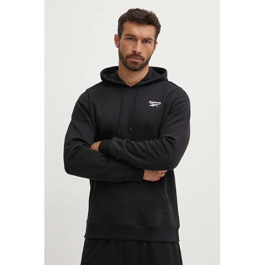 Reebok bluza Identity męska kolor czarny z kapturem gładka 100202869 ze sklepu ANSWEAR.com w kategorii Bluzy męskie - zdjęcie 173337272