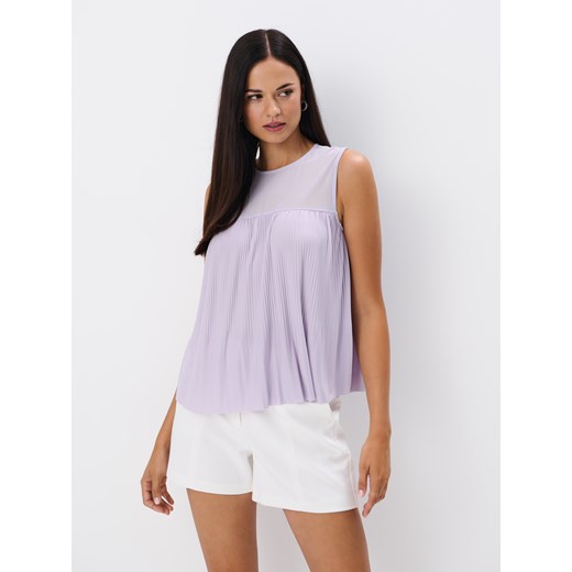 Mohito - Liliowa bluzka z plisowanym dołem - lawendowy Mohito M Mohito