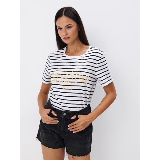 Mohito - T-shirt z napisem - biały Mohito M Mohito