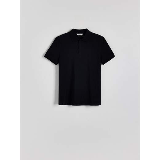 Reserved - Bwełniana koszulka polo slim - granatowy ze sklepu Reserved w kategorii T-shirty męskie - zdjęcie 173352543