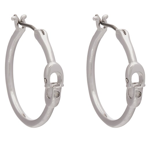 Kolczyki Coach Signature Hoop Earrings 37408160RHO030 Srebrny ze sklepu eobuwie.pl w kategorii Kolczyki - zdjęcie 173354354