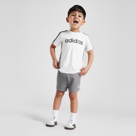 ADIDAS KOMPLET LINEAR TEESHT WHTGRY B ze sklepu JD Sports  w kategorii Komplety niemowlęce - zdjęcie 173354591