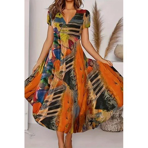 Sukienka VIOREFA ORANGE ze sklepu Ivet Shop w kategorii Sukienki - zdjęcie 173354782