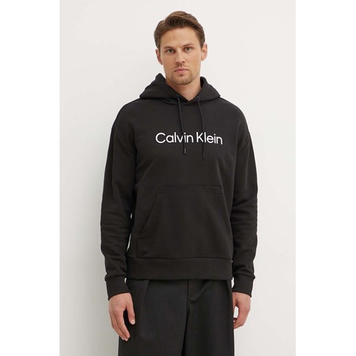 Calvin Klein bluza bawełniana męska kolor czarny z kapturem z aplikacją ze sklepu ANSWEAR.com w kategorii Bluzy męskie - zdjęcie 173354834
