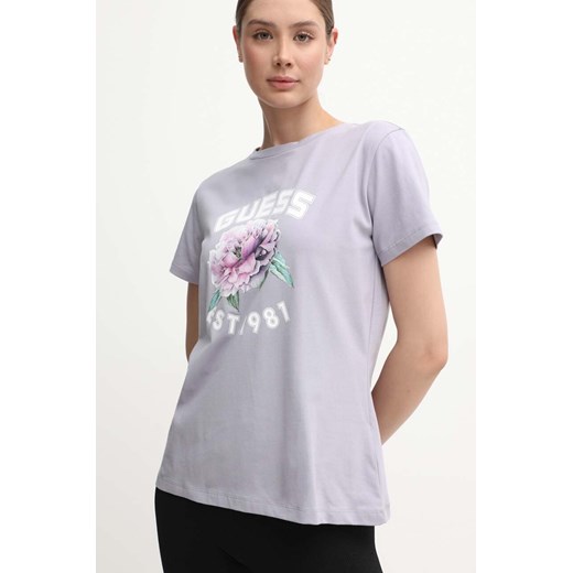 Guess t-shirt PEONY damski kolor różowy V4YI15 J1314 ze sklepu ANSWEAR.com w kategorii Bluzki damskie - zdjęcie 173355004