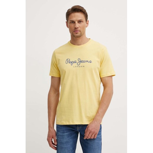Pepe Jeans t-shirt bawełniany ABEL męski kolor żółty z nadrukiem PM509428 ze sklepu ANSWEAR.com w kategorii T-shirty męskie - zdjęcie 173355102