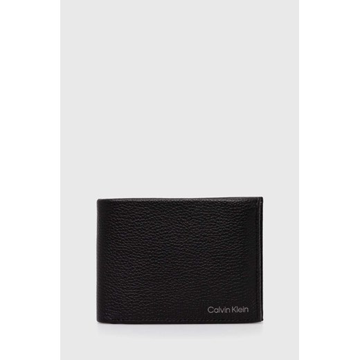 Calvin Klein portfel skórzany męski kolor czarny ze sklepu ANSWEAR.com w kategorii Portfele męskie - zdjęcie 173355140