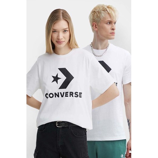 Converse t-shirt bawełniany kolor biały z nadrukiem ze sklepu ANSWEAR.com w kategorii T-shirty męskie - zdjęcie 173355341