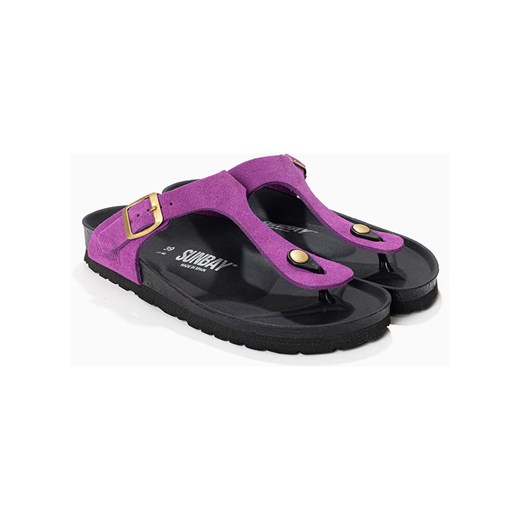 Sunbay Skórzane japonki &quot;Camelia&quot; w kolorze fioletowym ze sklepu Limango Polska w kategorii Klapki damskie - zdjęcie 173357212