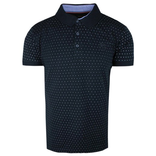 Koszulka Polo, Męska - Pako Jeans - Granatowa w Drobny Groszek TSPJNSpoloKNOTgr ze sklepu JegoSzafa.pl w kategorii T-shirty męskie - zdjęcie 173358404