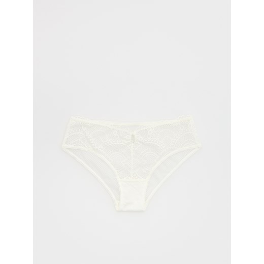 Reserved - Majtki bikini z koronki - złamana biel Reserved L Reserved