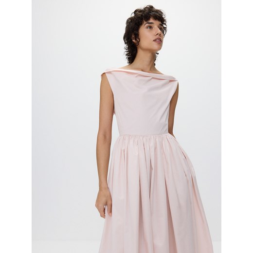Reserved - Sukienka z ozdobnymi kokardami - pastelowy róż Reserved L Reserved