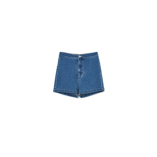 Cropp - Szorty denim z wysokim stanem - niebieski ze sklepu Cropp w kategorii Szorty - zdjęcie 173362981