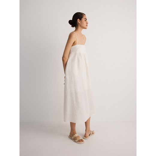 Reserved - Sukienka maxi z lnu - złamana biel ze sklepu Reserved w kategorii Sukienki - zdjęcie 173363424