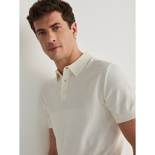Reserved - Sweter polo - biały ze sklepu Reserved w kategorii Swetry męskie - zdjęcie 173365763