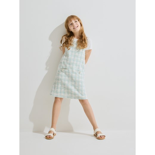 Reserved - Tweedowa sukienka - jasnoturkusowy ze sklepu Reserved w kategorii Sukienki dziewczęce - zdjęcie 173365772