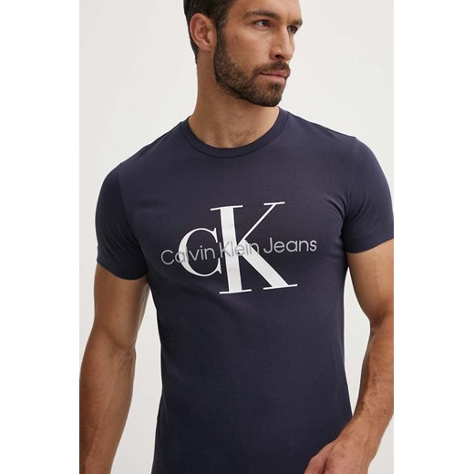 Calvin Klein Jeans t-shirt bawełniany męski kolor granatowy z nadrukiem J30J320935 ze sklepu ANSWEAR.com w kategorii T-shirty męskie - zdjęcie 173366183