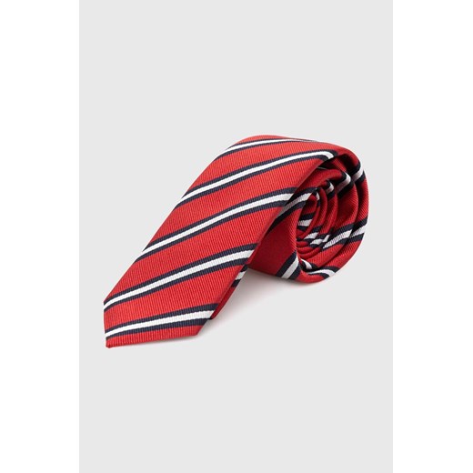 HUGO krawat kolor czerwony 50520650 ze sklepu ANSWEAR.com w kategorii Krawaty - zdjęcie 173366212