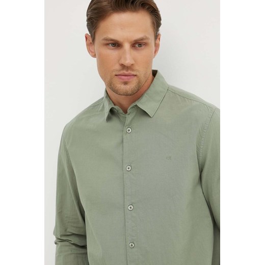 Pepe Jeans koszula bawełniana MARCEL męska kolor zielony regular z kołnierzykiem klasycznym PM308566 ze sklepu ANSWEAR.com w kategorii Koszule męskie - zdjęcie 173366314