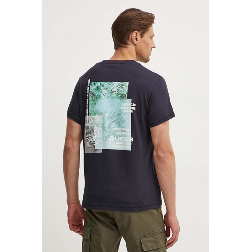 Guess t-shirt bawełniany męski kolor granatowy z nadrukiem M4YI03 I3Z14 ze sklepu ANSWEAR.com w kategorii T-shirty męskie - zdjęcie 173366520