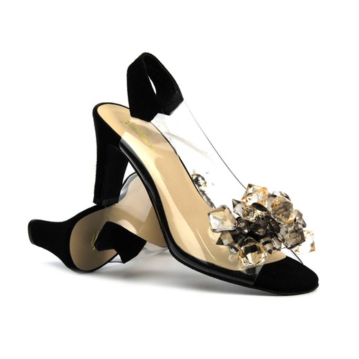 Sandały damskie z silikonową cholewką - YOLANDA 2132, czarne ze sklepu ulubioneobuwie w kategorii Sandały damskie - zdjęcie 173366794