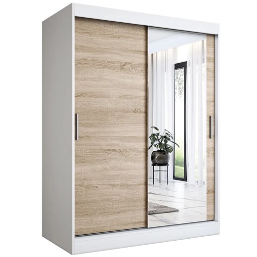 Szafa przesuwna biel + dąb sonoma 150 cm - Palmira 4X Elior One Size Edinos.pl
