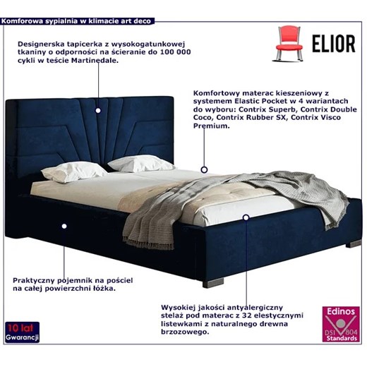 Łóżko tapicerowane 180x200 Armand 3X - 36 kolorów Elior One Size Edinos.pl