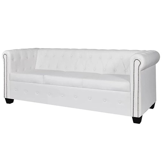 3-osobowa biała sofa w stylu Chesterfield - Xavier 3Q ze sklepu Edinos.pl w kategorii Sofy i kanapy - zdjęcie 173367942
