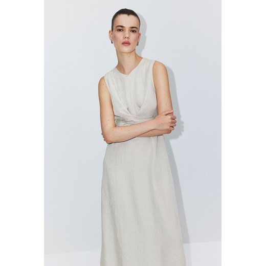 H & M - MAMA Sukienka z domieszką lnu - Beżowy H & M XL H&M