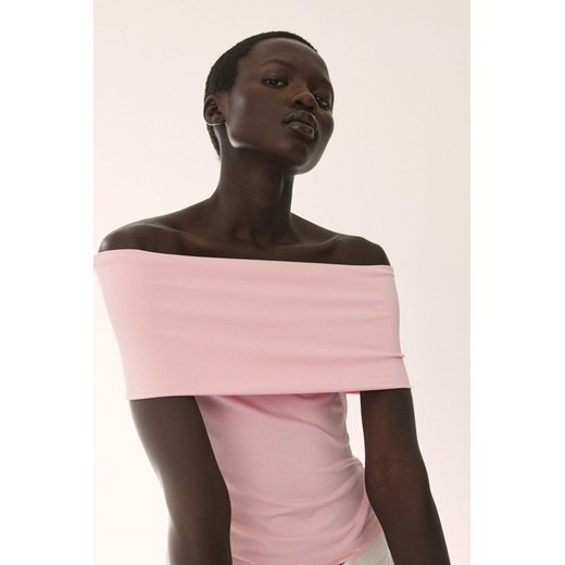 H & M - Off-the-shoulder jersey top - Różowy ze sklepu H&M w kategorii Bluzki damskie - zdjęcie 173372334