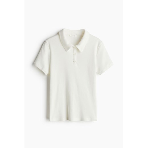 H & M - Top polo w prążki - Biały H & M M H&M