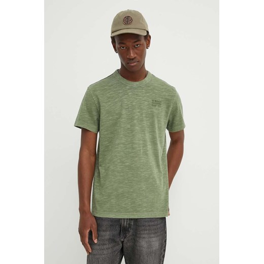 G-Star Raw t-shirt bawełniany męski kolor zielony gładki D24688-B256 ze sklepu ANSWEAR.com w kategorii T-shirty męskie - zdjęcie 173375630