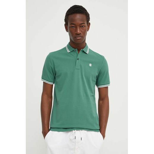 G-Star Raw polo męski kolor zielony gładki ze sklepu ANSWEAR.com w kategorii T-shirty męskie - zdjęcie 173375640