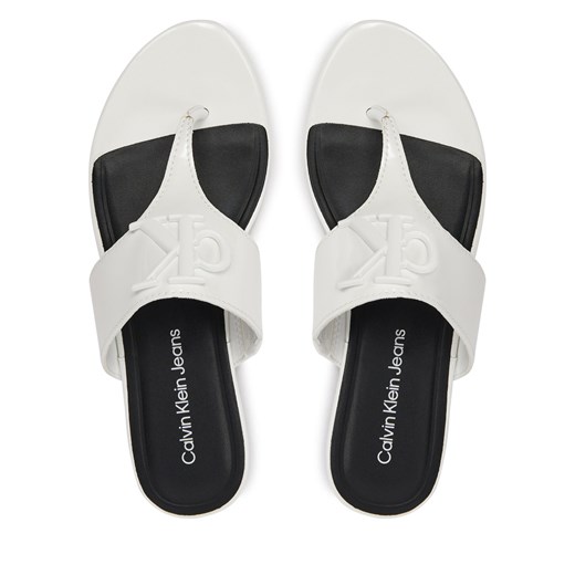 Japonki Calvin Klein Jeans Flat Sandal Slide Toepost Mg Met YW0YW01342 Biały 41 okazyjna cena eobuwie.pl