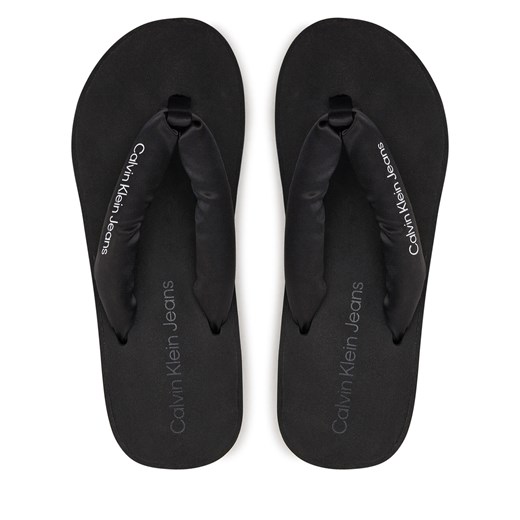 Japonki Calvin Klein Jeans Beach Wedge Sandal Padded Ny YW0YW01397 Czarny ze sklepu eobuwie.pl w kategorii Klapki damskie - zdjęcie 173376994