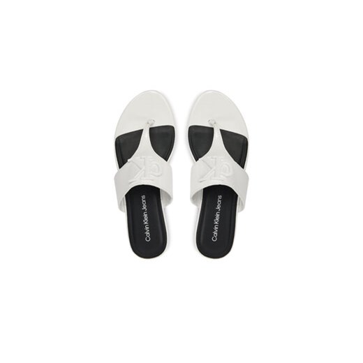 Calvin Klein Jeans Japonki Flat Sandal Slide Toepost Mg Met YW0YW01342 Biały 40 okazyjna cena MODIVO