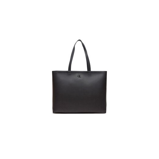 Calvin Klein Jeans Torebka Minimal Monogram Slim K60K612236 Czarny ze sklepu MODIVO w kategorii Torby Shopper bag - zdjęcie 173377931
